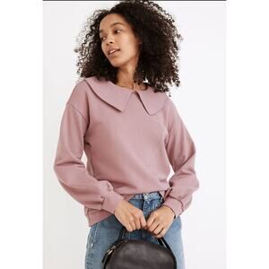 Madewell (Re)sourced Cotton Collared Sweatshirt Womens Size Medium Mauve